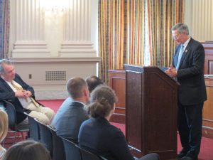 Congressman Rush Holt, 2015 Bennett Award winner, speaks during 2015 DC Symposium